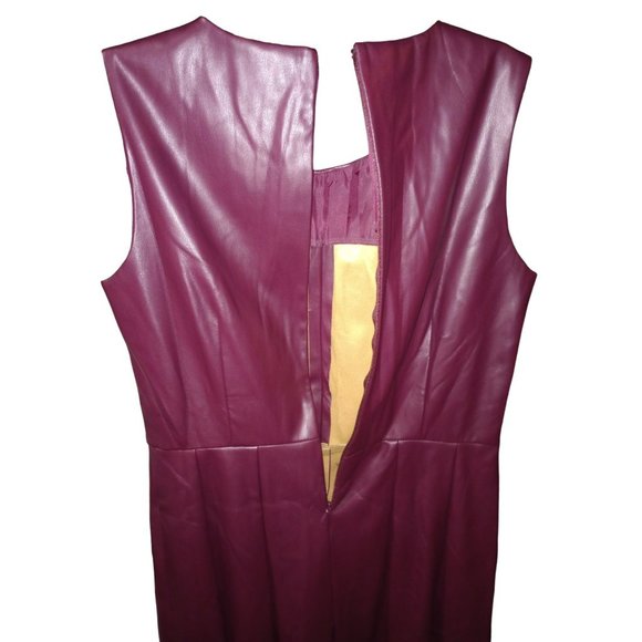 NWT Liz Claiborne faux leather sleeveless pleated maroon dress women's size 6 - Picture 5 of 10